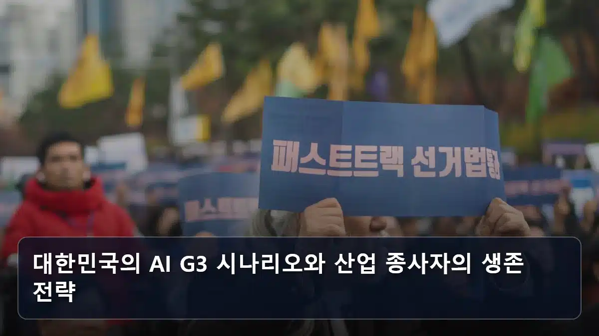 대한민국의 AI G3 시나리오와 산업 종사자의 생존 전략 관련 이미지