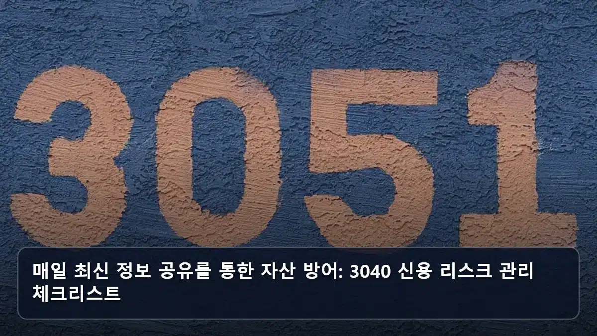 매일 최신 정보 공유를 통한 자산 방어: 3040 신용 리스크 관리 체크리스트 관련 이미지
